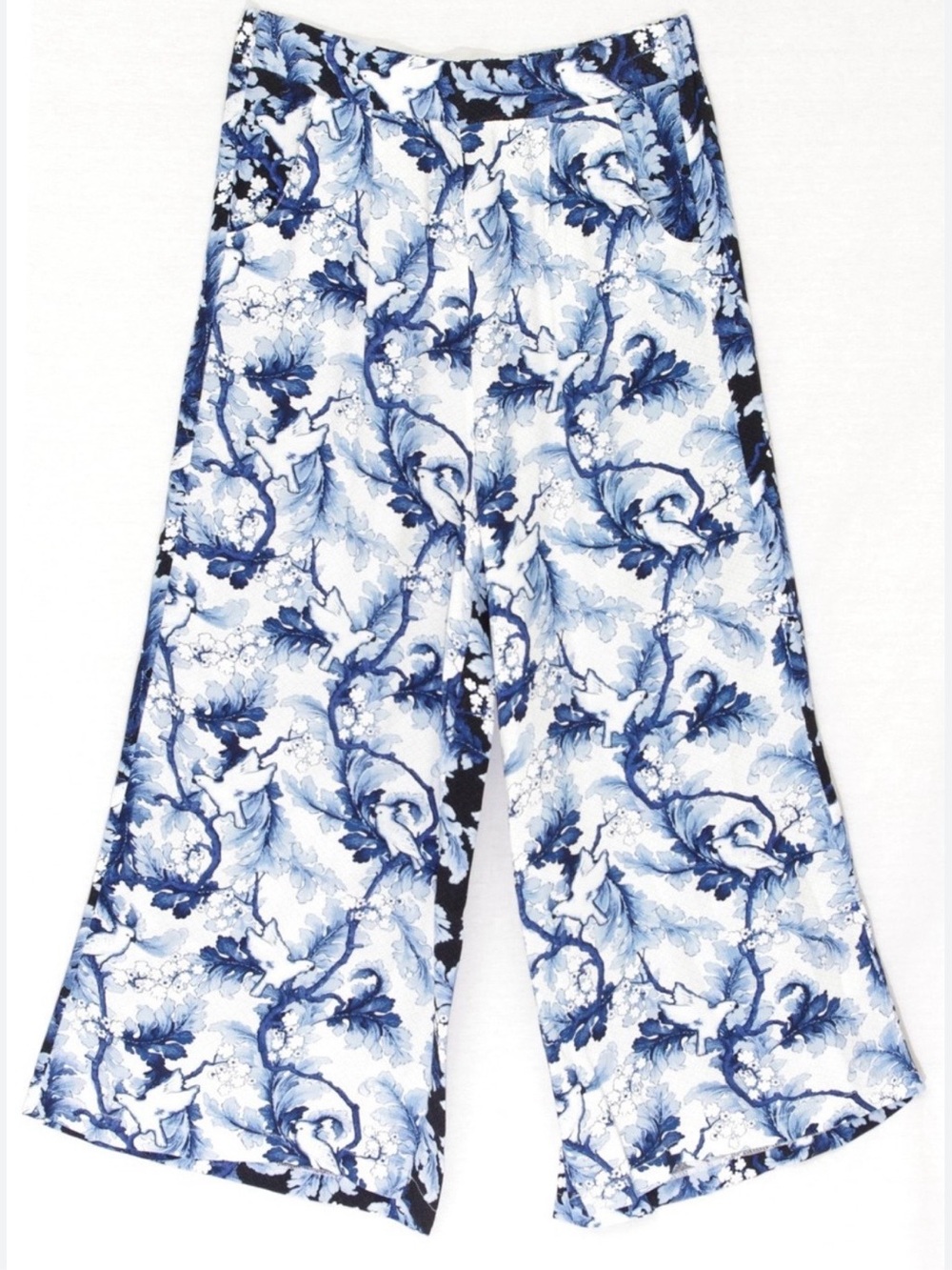 Desigual Blue & White Floral Wide Leg Pants